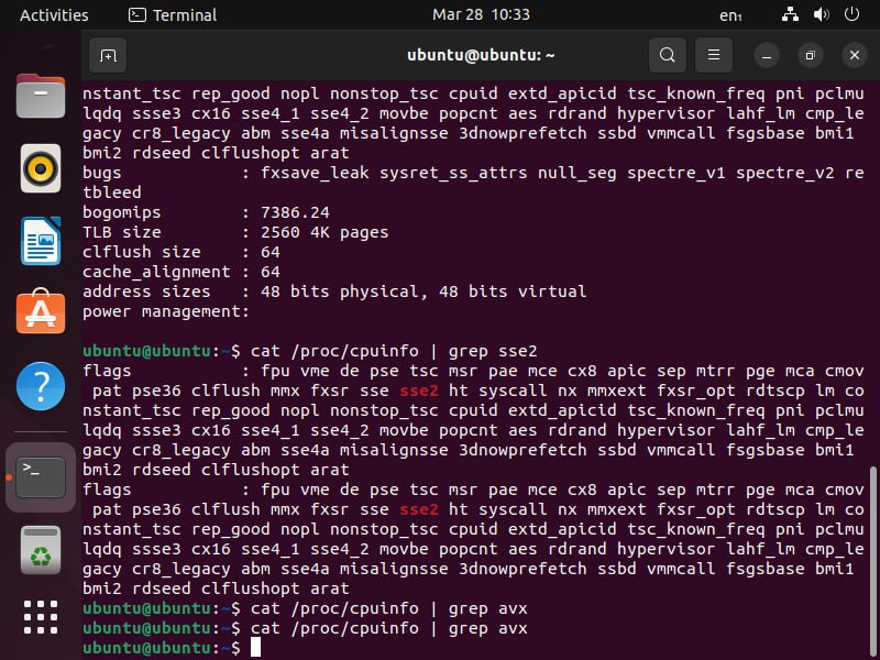 CPU extensions in the same environment as my friend's computer