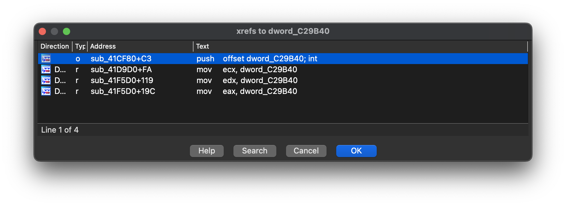 xrefs to dword_C29B40